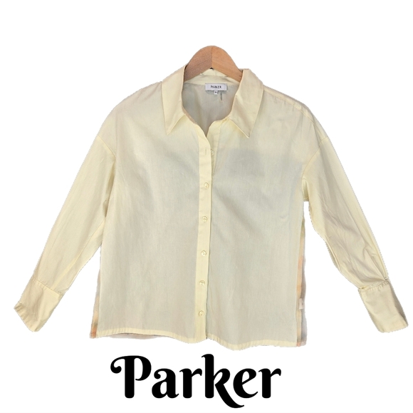 Parker Womens Button Front Shirt Sheer Back Sz XS Canary Yellow Spring Summer - Picture 1 of 11
